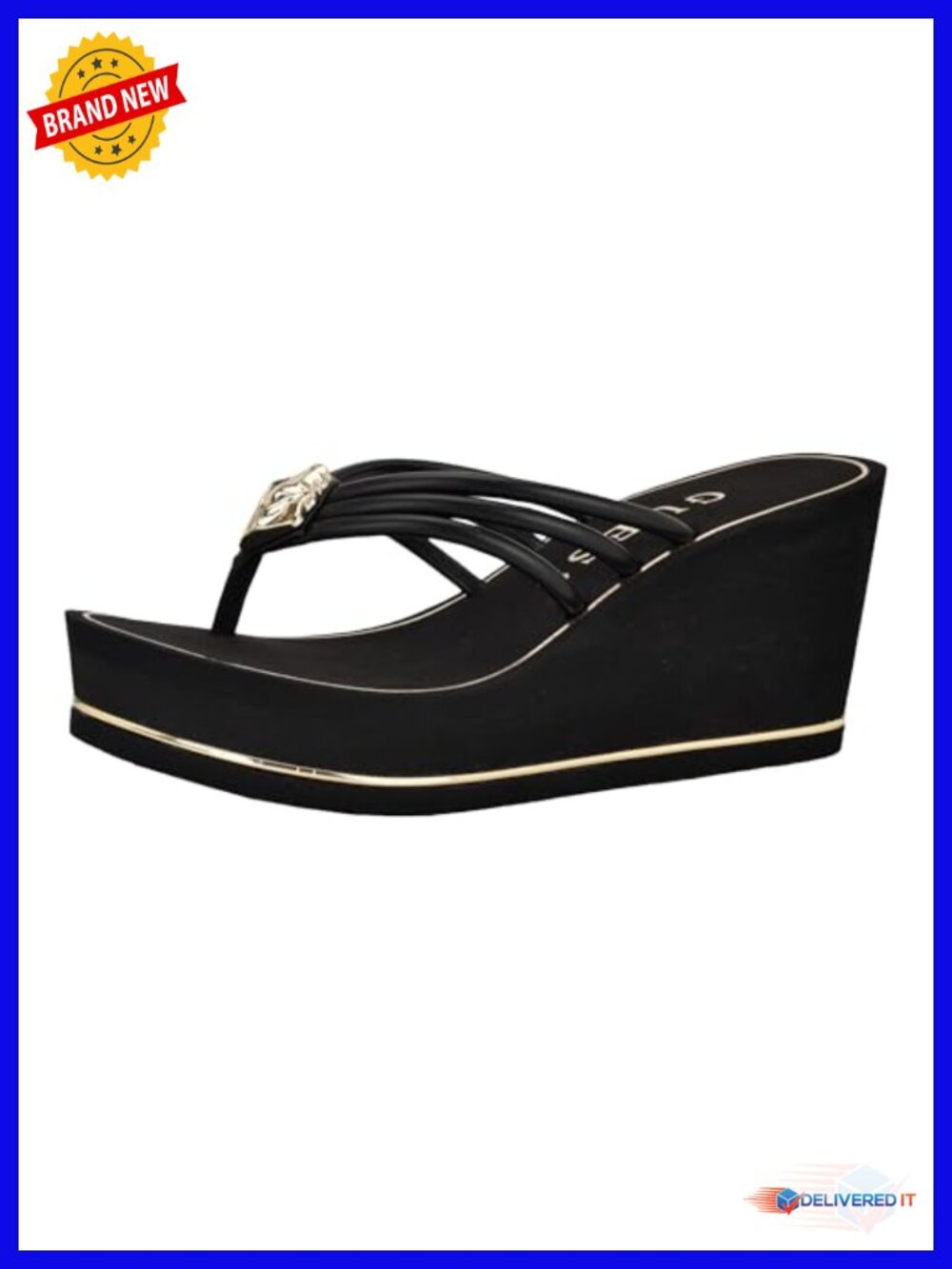Faux Leather Thong Wedge Sandal